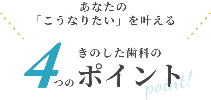 あなたの「こうなりたい」を叶えるきのした歯科の4つのポイント