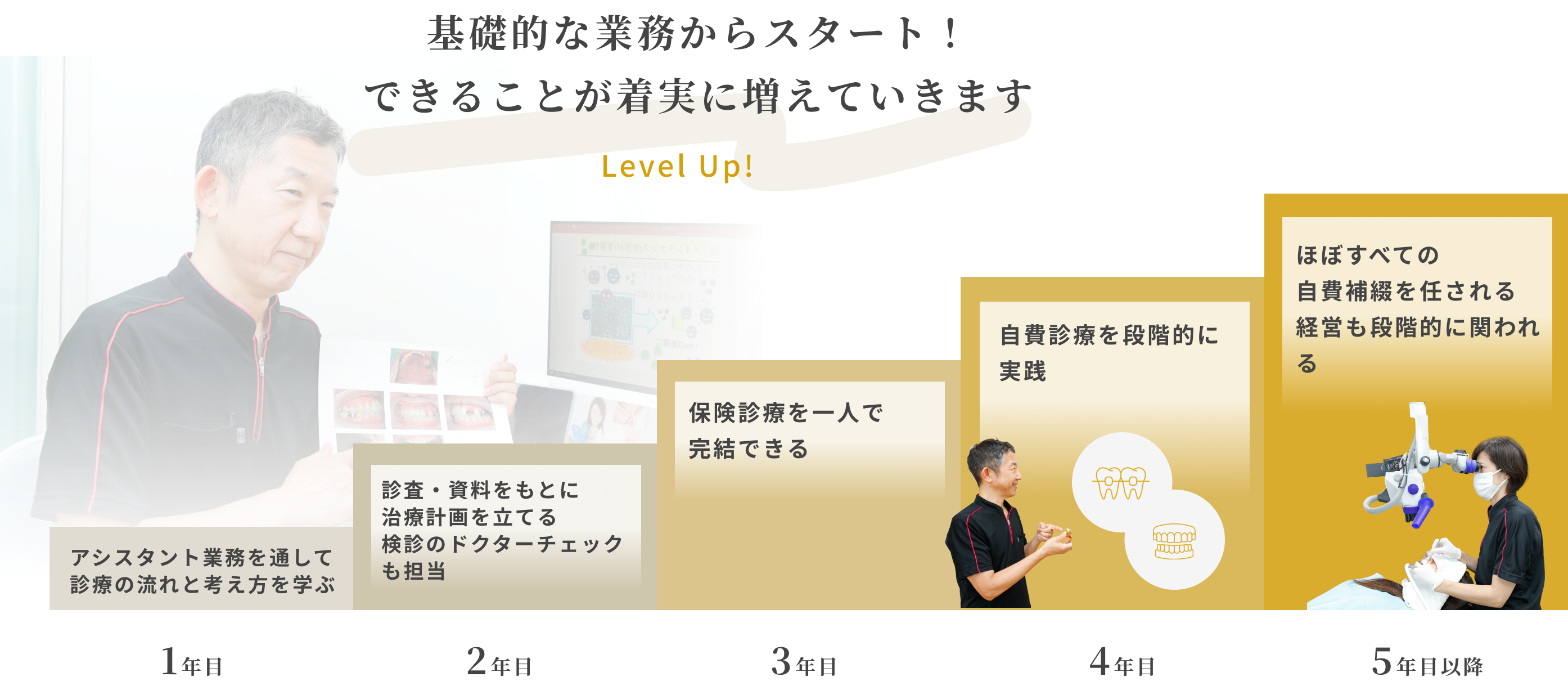 1年目～5年目以降のステップアップ
